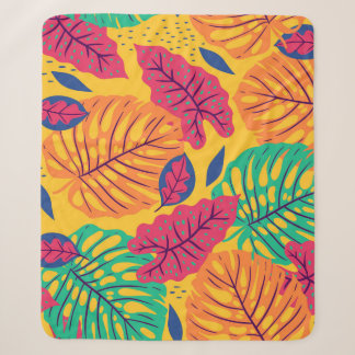 Cobertor Sherpa Folhas tropicais: gráfico de colheita de fundo ama