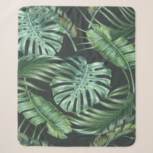Cobertor Sherpa Folhas tropicais, monstera, folha de bananeira, ga