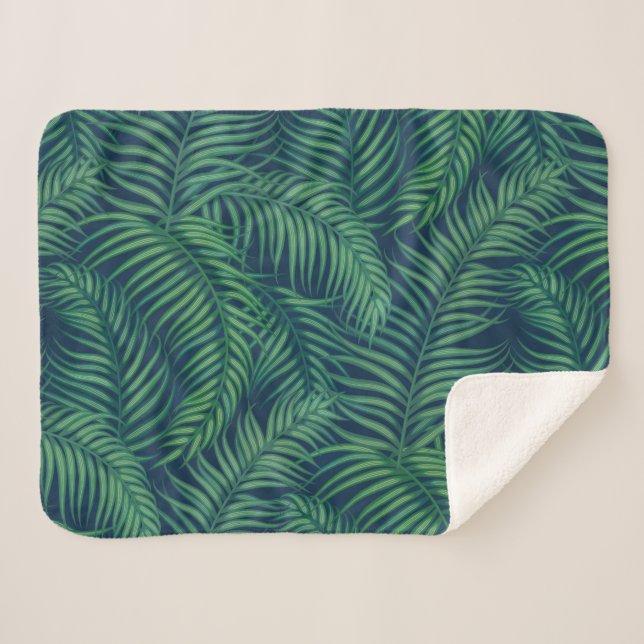 Cobertor Sherpa Folhas tropicais noturnas (Frente (Horizontal))