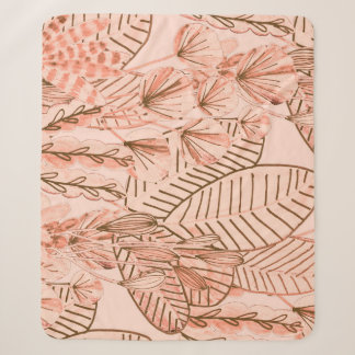 Cobertor Sherpa Folhas Tropicais: Padrão Criativo Desenhado À Mão.