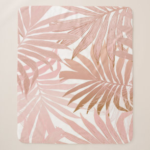Cobertor Sherpa Folhas tropicais: padrão de gradiente brilhante.