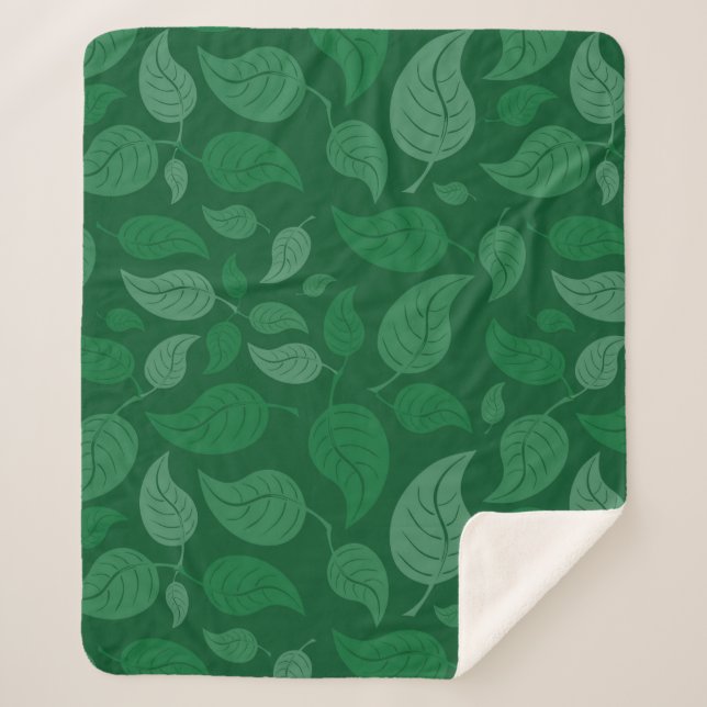 Cobertor Sherpa Folhas verdes (Frente)