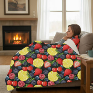 Cobertor Sherpa Folheto de Fruta Brilhante