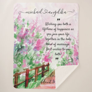 Cobertor Sherpa Folheto de Mensagem Personalizada Floral para os N