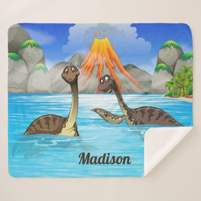 Cobertor Sherpa Folheto de nome personalizado dos dinossauros (Frente (Horizontal))