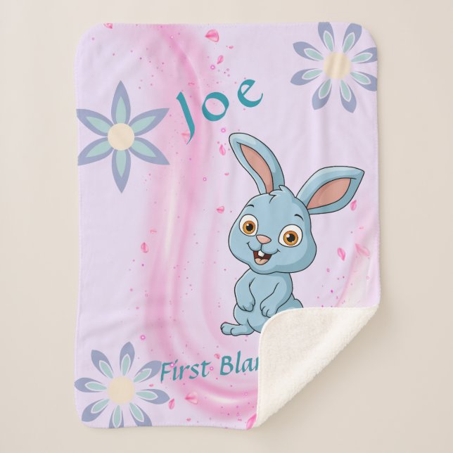 Cobertor Sherpa Folheto Personalizado Cute Bunny Baby Personalizad (Frente)