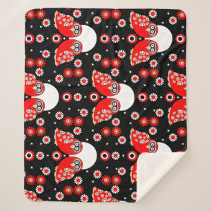 Cobertor Sherpa Folk Art Owl