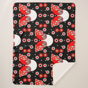 Cobertor Sherpa Folk Art Owl