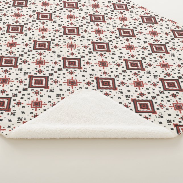 Cobertor Sherpa Folk Diamond Cross Stitch Seamless Pattern (3/4)