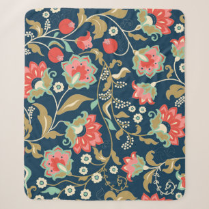 Cobertor Sherpa Folk Floral Colorful: Desenho Mão Sem Costura