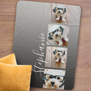 Cobertor Sherpa Fonte manuscrita do Ombre 4 Fotos — CAN EDIT COL