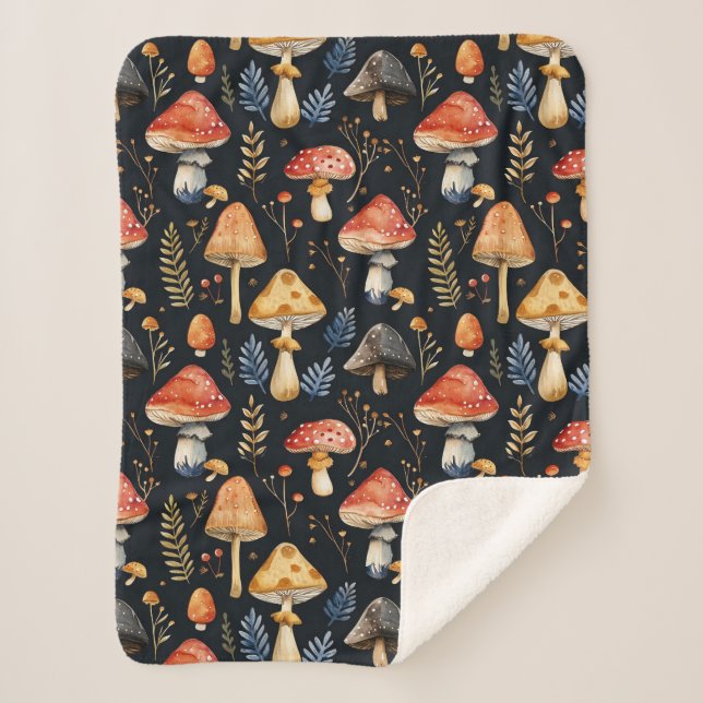 Cobertor Sherpa Forest Mushroom e Fern (Frente)