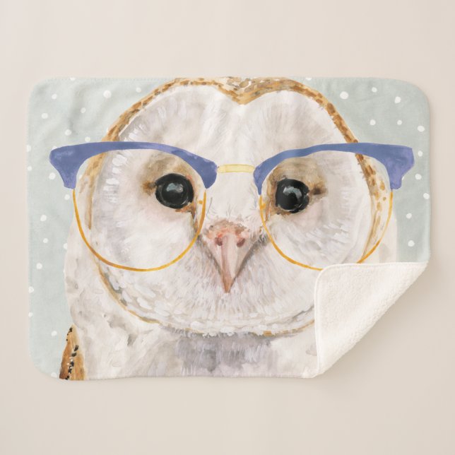 Cobertor Sherpa Forester de quatro olhos | Wise Owl (Frente (Horizontal))