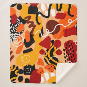 Cobertor Sherpa Forma Geométrica de Desenho de Mão abstrato