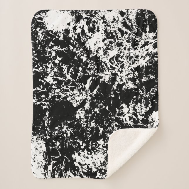Cobertor Sherpa Formação de gelo Abstrato a preto e branco (Frente)