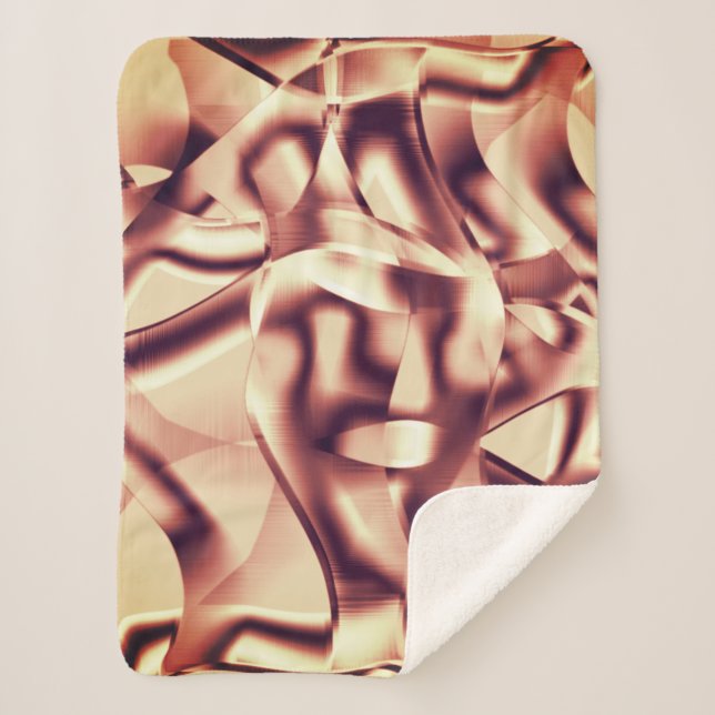 Cobertor Sherpa Formas curvas de vermelho acastanhado ou burgundy, (Frente)