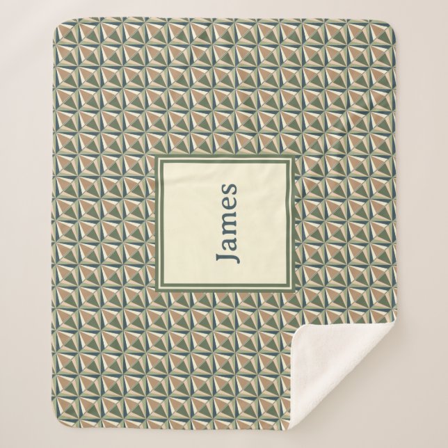 Cobertor Sherpa Formas de diamante em tons neutrais (Frente)