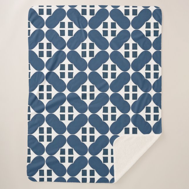 Cobertor Sherpa Formas Geométricas abstrato Azul (Frente)