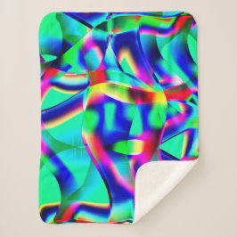 Cobertor Sherpa Formas muito coloridas e curvas, verdes prevalecem