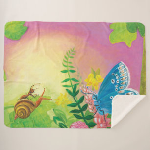 Cobertor Sherpa Formiga, caracol e borboleta azul de Chapman