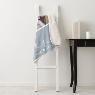 Cobertor Sherpa Foto Azul Moderno, Colagem de Fotos Personalizada