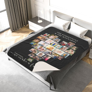 Cobertor Sherpa Foto Colagem Coração Juntos Nós Fazemos uma Fam