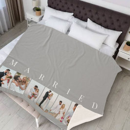 Cobertor Sherpa Foto de casamento Colagem 7 Imagem casada com Cinz