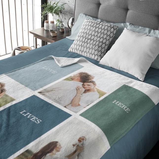 Cobertor Sherpa Foto de Colagem da Família Moderna | Love Live Her (Criador carregado)