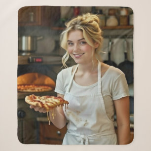 Cobertor Sherpa Foto de comer pizza personalizar