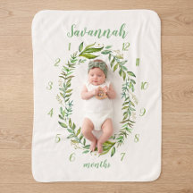 Foto de marco de nome de bebê com greenery em aqua