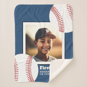 Cobertor Sherpa Foto do Baseball Adicionar Seu Nome - Pode Editar