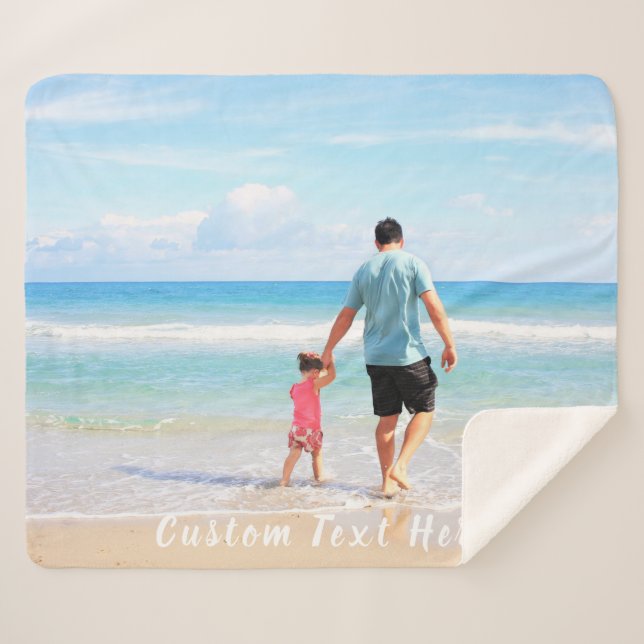 Cobertor Sherpa Foto e texto personalizados - seu Design para PAI (Frente (Horizontal))