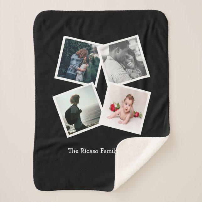 Cobertor Sherpa Foto personalizada Colagem 4 (Frente)