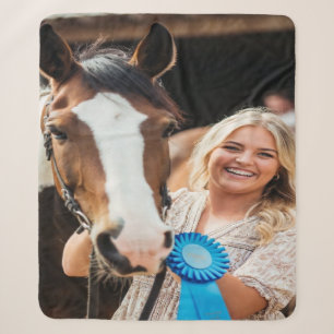 Cobertor Sherpa Foto Personalizada de Cavalo de Exposição de Gado