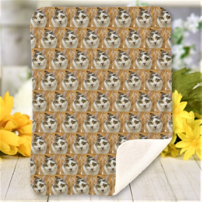 Cobertor Sherpa Foto personalizada de Pet ou Família (Criador carregado)