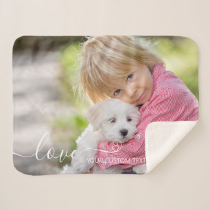 Cobertor Sherpa Foto personalizada personalizada com amor de scrip
