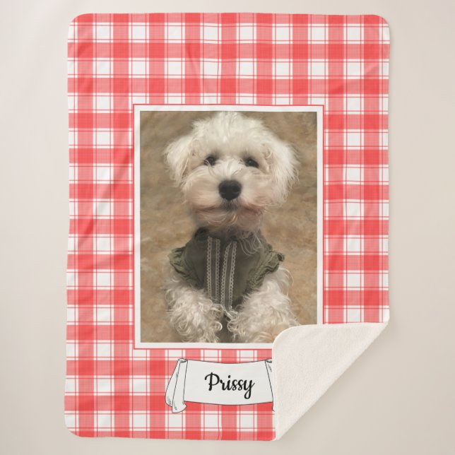 Cobertor Sherpa Foto personalizada, Xadrez de fazendeiros brancos  (Frente)