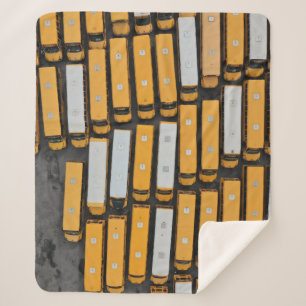 Cobertor Sherpa Fotografia aérea de ônibus brancos e amarelos