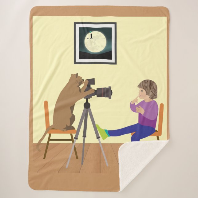 Cobertor Sherpa Fotógrafo de gato (Frente)