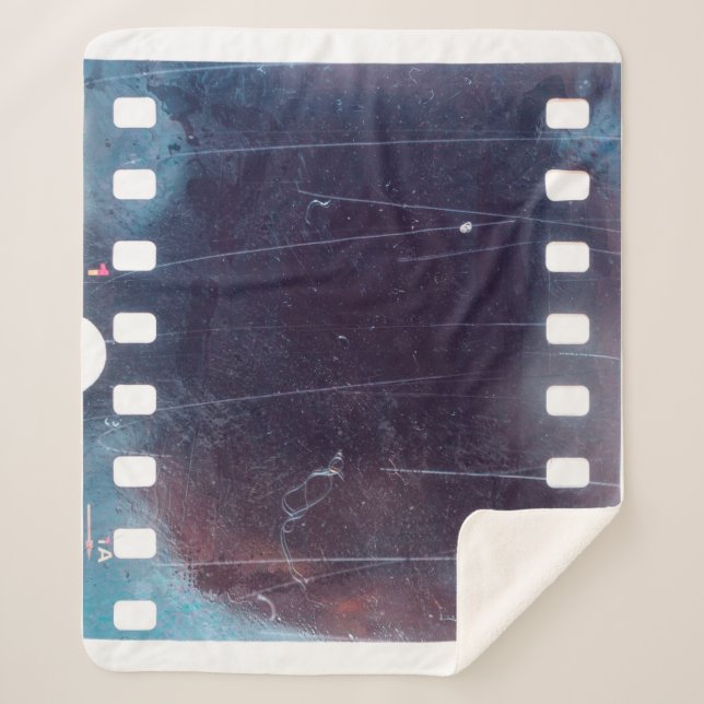 Cobertor Sherpa fotograma preto arranhado de 35 mm, textura de emu (Frente)