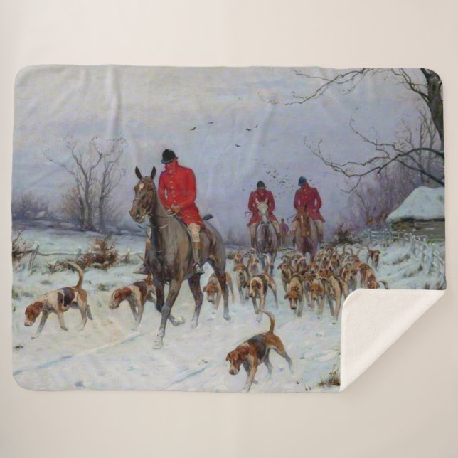 Cobertor Sherpa Fox Hunt Huntsmen e Hounds voltando para casa (Frente (Horizontal))