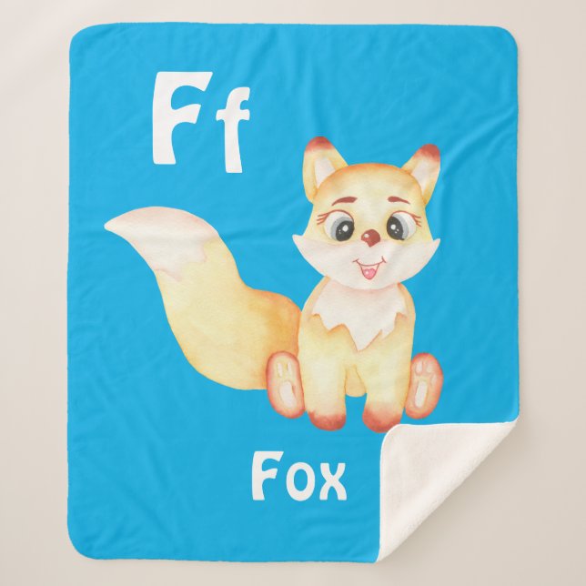 Cobertor Sherpa Fox personalize ABC: Carta F - Adicione seu nome (Frente)