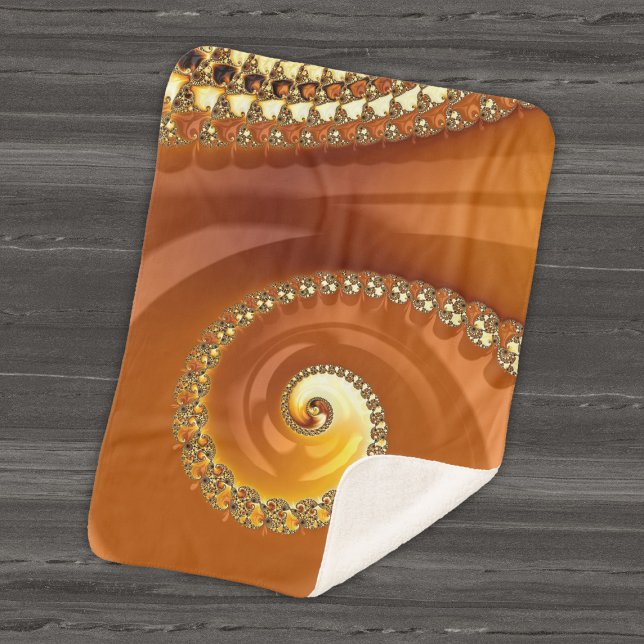 Cobertor Sherpa Fractal Espiral Gradiente Laranja Dourado abstrato (Criador carregado)