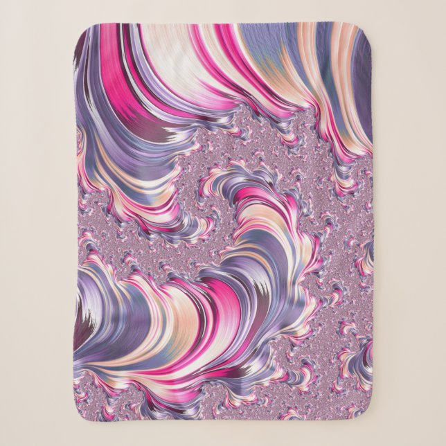 Cobertor Sherpa Fractal Espiral Rosa Roxo Abstrato (Frente)