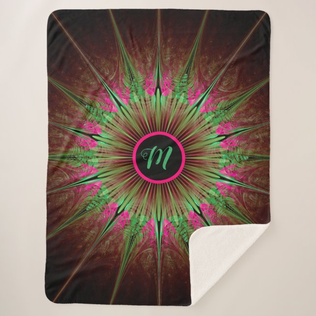 Cobertor Sherpa Fractal Monograma (Frente)