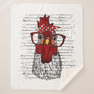 Cobertor Sherpa Frango com faixa de bandana e óculos simpático