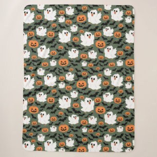 Cobertor Sherpa Frangos Fantasmas Cute Spooky com Pumpkins e Bats