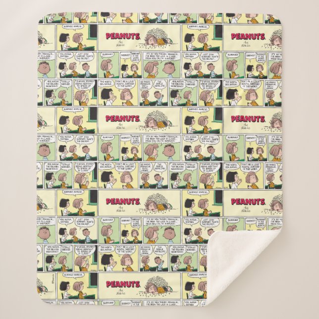 Cobertor Sherpa Franklin, Peppermint Patty & Marcie | Classe de Ma (Frente)