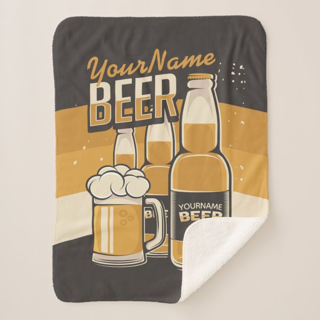 Cobertor Sherpa Frasco de Cerveja Personalizado Bar Repetitivo (Frente)