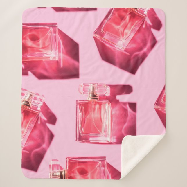 Cobertor Sherpa Frascos de padrão de perfume feminino (Frente)